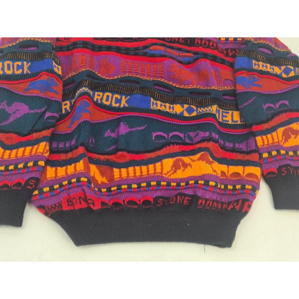 Vintage Emaroo Crazy 3D Knit Pullover Australia Theme 90s Jumper Size:14 - Picture 7 of 16